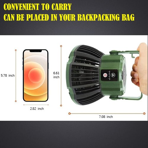ayamaya Rechargeable Camping Tent Fan with LED Light, Remote Control, 7800mAh Portable Camping Lantern Fan USB Desk Ceilling Fan for Car, Office, Hurricane Emergency Survival