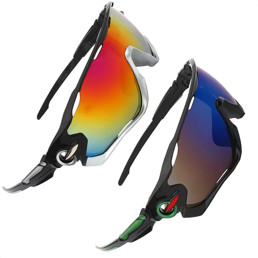 2Pcs Running Glasses for Men – Ultra-Light & Non-Sleep Workout Glasses for Men – Sports Sunglasses Packs with Rainbow Design for Running, Cycling, Fishing, Motorcycle, and Outdoor Activities