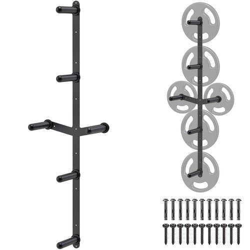 Kipika Weight Plate Storage Rack - Wall Mounted 4-Peg and 2-Weight Wing Durable Steel Construction Organizer for Olympic Plates, 1000lb Capacity, Space-Saving for Home Gym