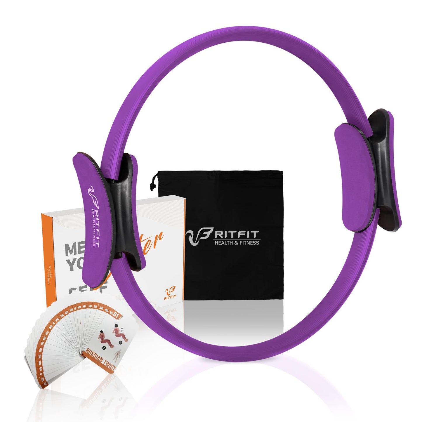 RitFit Pilates Ring Circle - 14 Inch Magic Fitness Circle for Toning Inner & Outer Thighs, Bonus Workout Guide Included (Purple)