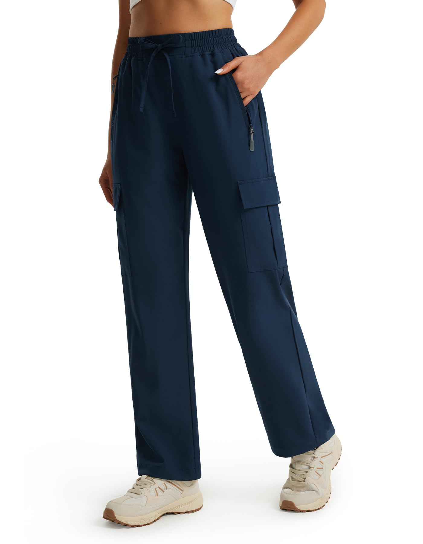 Libin Women's Hiking Pants Lightweight Cargo Pants 31" Quick Dry Summer Lounge Casual Travel Safari Outdoor Athletic Track Running Joggers, Navy M