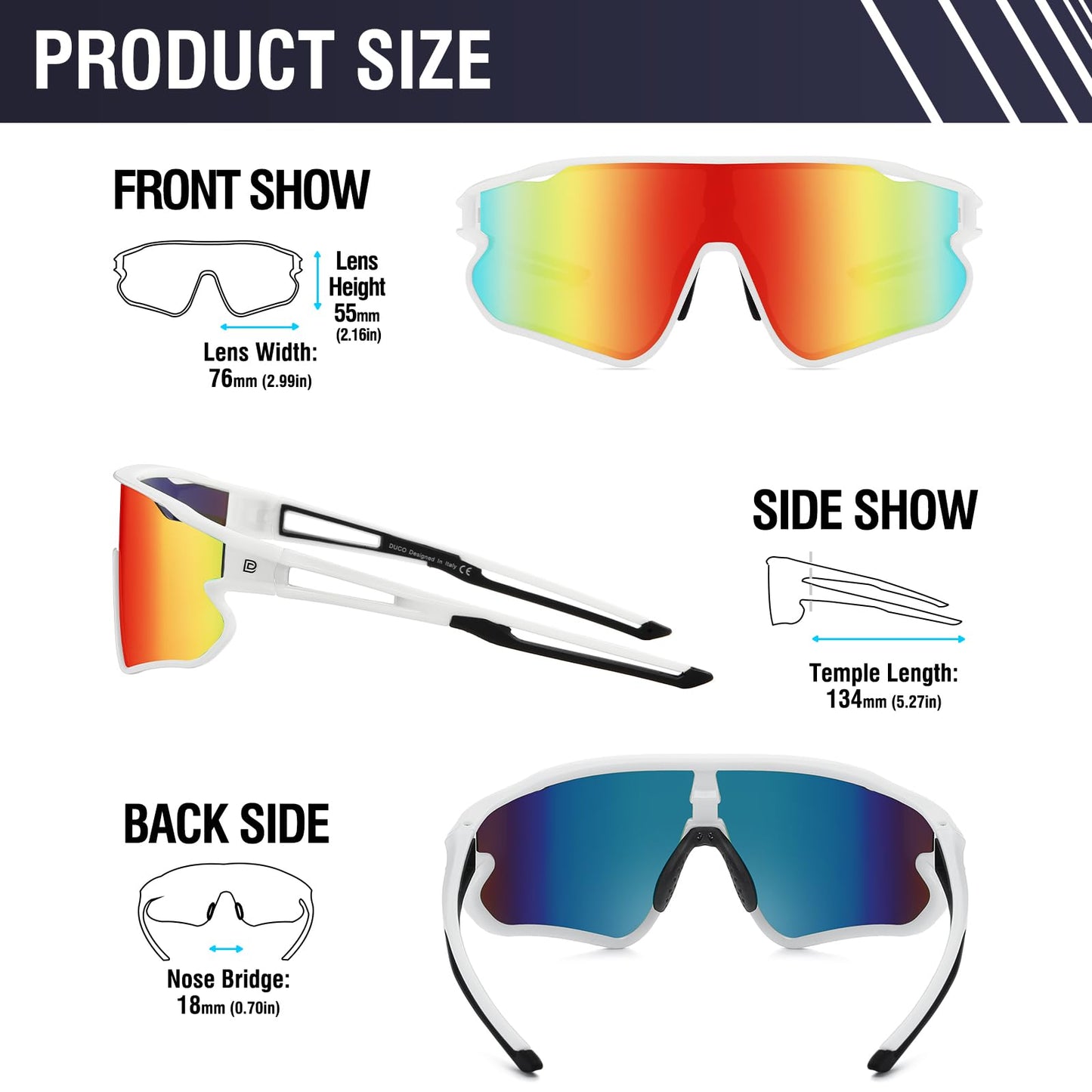 DUCO Polarized Sports Sunglasses for Men Women DC0023