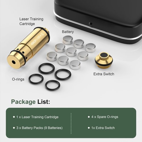 Vstranics 45ACP Laser Training Cartridge Dry Fire Training System with Rubber Snap Cap, O-Rings and 3 Set Batteries for Dry Fire Practice and Shooting Training