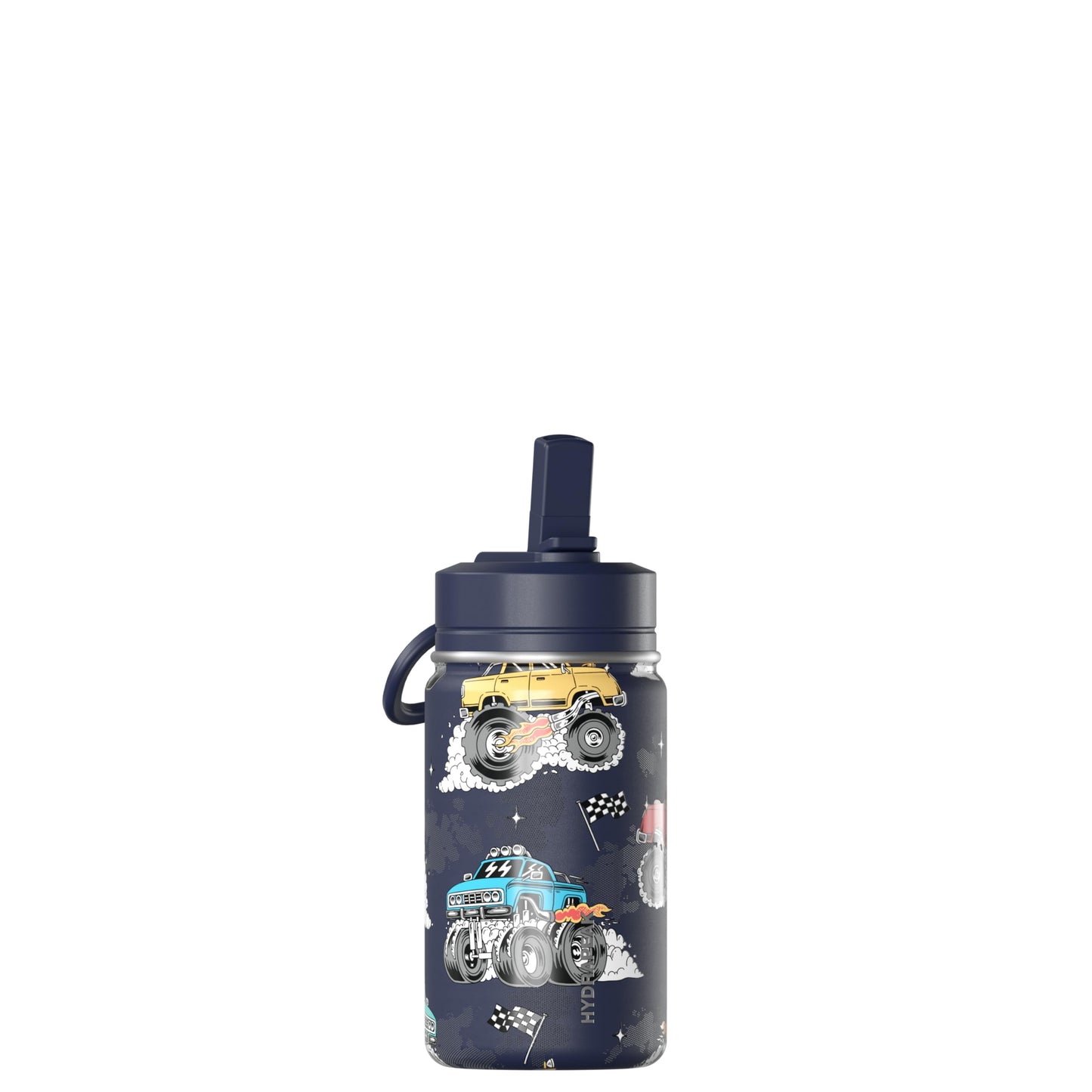 Hydrapeak Mini 14oz Fun Sticker Print Water Bottle with Straw Lid, Stainless Steel Double Wall Insulated, Leak-Proof and Spill-Proof, Playful Daisy Fuchsia