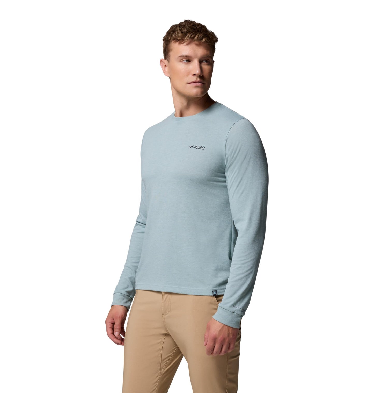 Columbia Mens PFG Uncharted Graphic Tee Long Sleeve, Crushed Blue Heather/Guadalupe Drift, X-Large