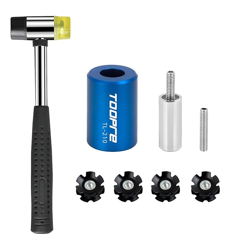 Mimoke Bike Fork Star Nut Setting Installer Tool Kit with 4 Star Nuts & Rubber Hammer