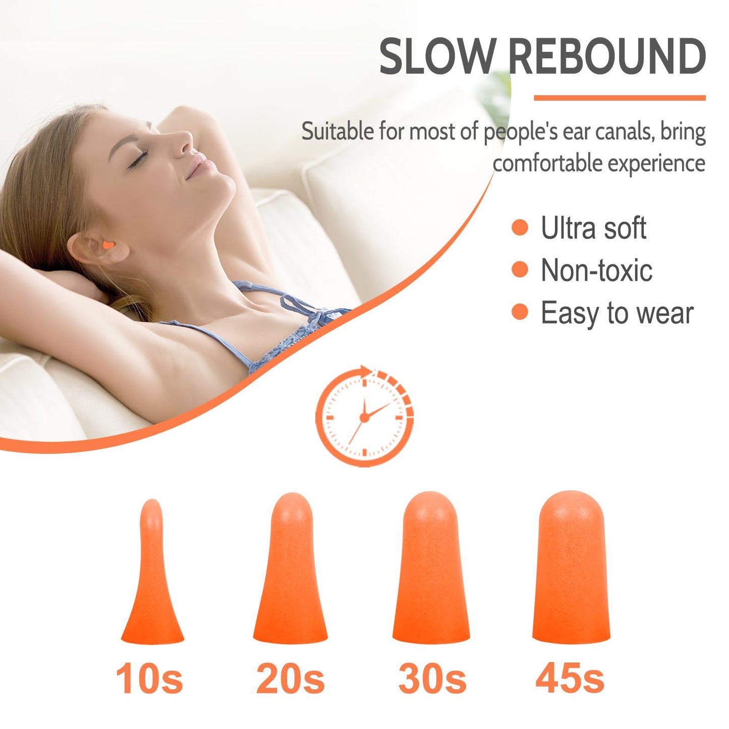 LYSIAN Foam EarPlugs for Sleep, 60 Pairs, 38dB, Orange