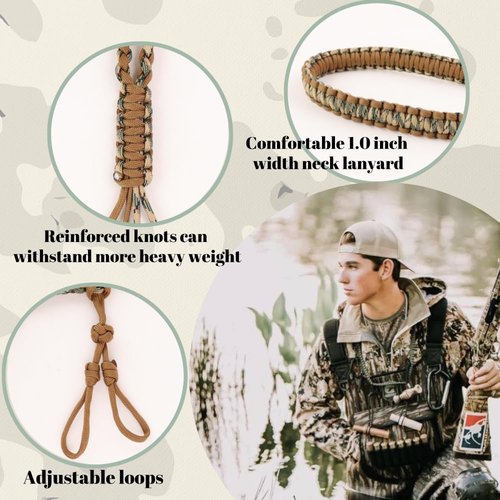 LERSUSI Duck Call Lanyard with 12 Adjustable Loops Paracord Hunting Goose Calls Duck Hunting Accessories Hand Braided Goose Calls for Predator Ducks Goose Hanger (Army Green)