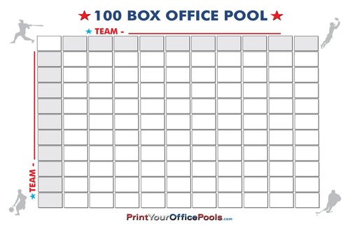 Zieglerworld Reusable 22 x 34 Football 100 Box Square Block Pool Poster for Super Football Games Plus 2 Point Conversion Decision Tree and Erasable Pen