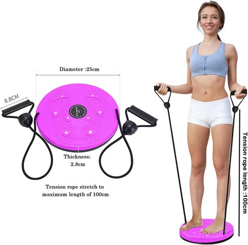Ab Twister Board for Exercise Waist Twisting Disc with 8 Magnets Fitness Twister with Handles Trims Waist Arms Hips and Thighs（Purple)