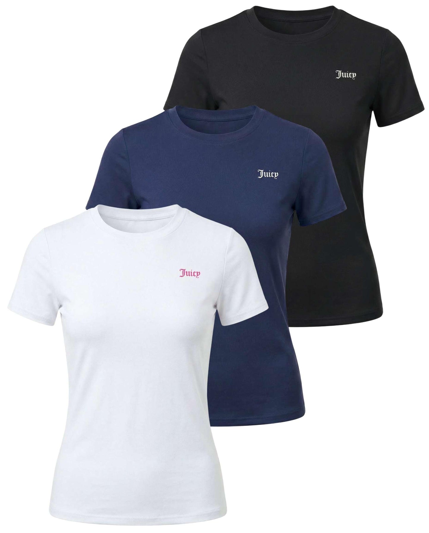 Juicy Couture 3PK Women's Short Sleeve Athletic T-Shirts – Workout Tops for Fitness, Yoga, Pilates, Gym & Activewear- Set 2, XXL