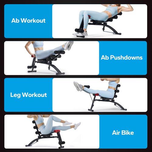 MERACH Ab Machine for Home Gym, Adjustable Ab Trainer Bench for Full Body Workout, Multi-Functional Sit Up Machine for Abdominal, Ab Exercise Chair with 300 LBS Weight Capacity for Women