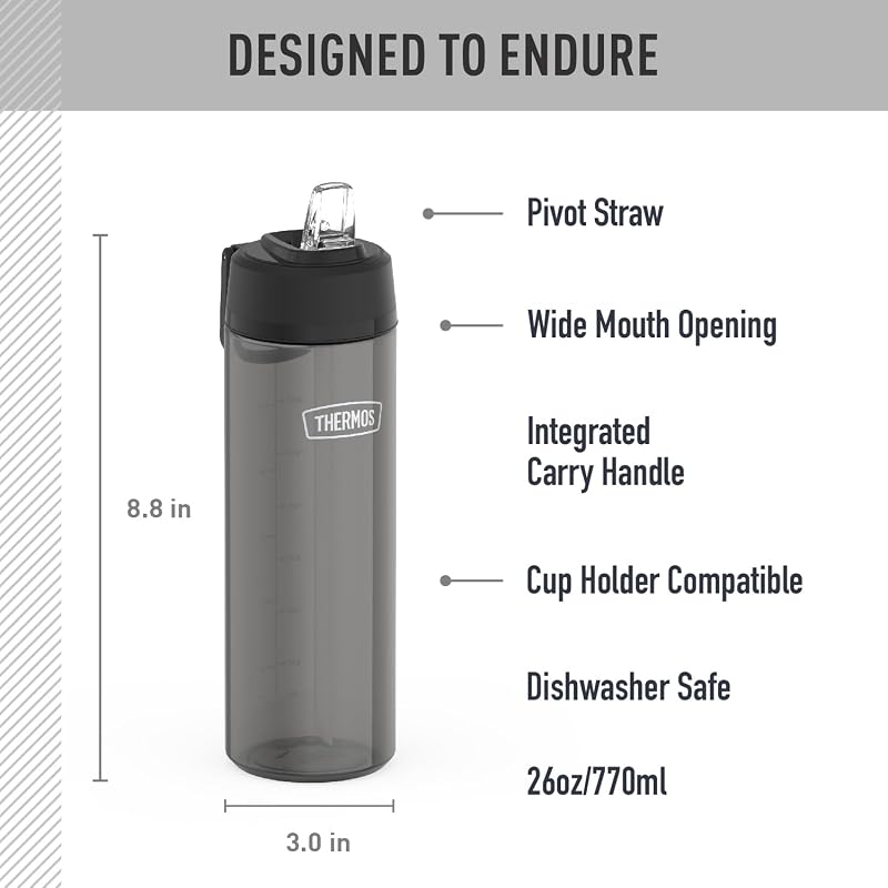 Thermos Icon Series 26oz Water Bottle with Straw Lid - Tritan by Eastman, Smoke
