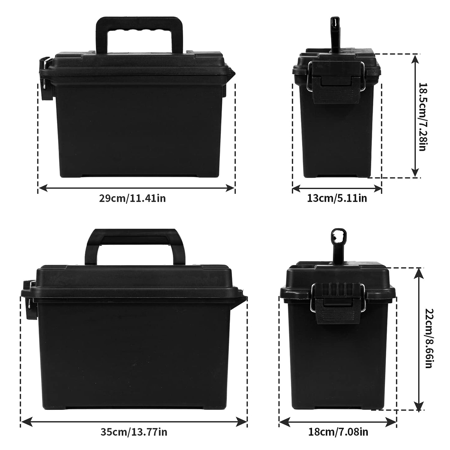 GUGULUZA Plastic Ammo Cans, 2-Pack 30 50 Cal Field Cases Storage Box Black
