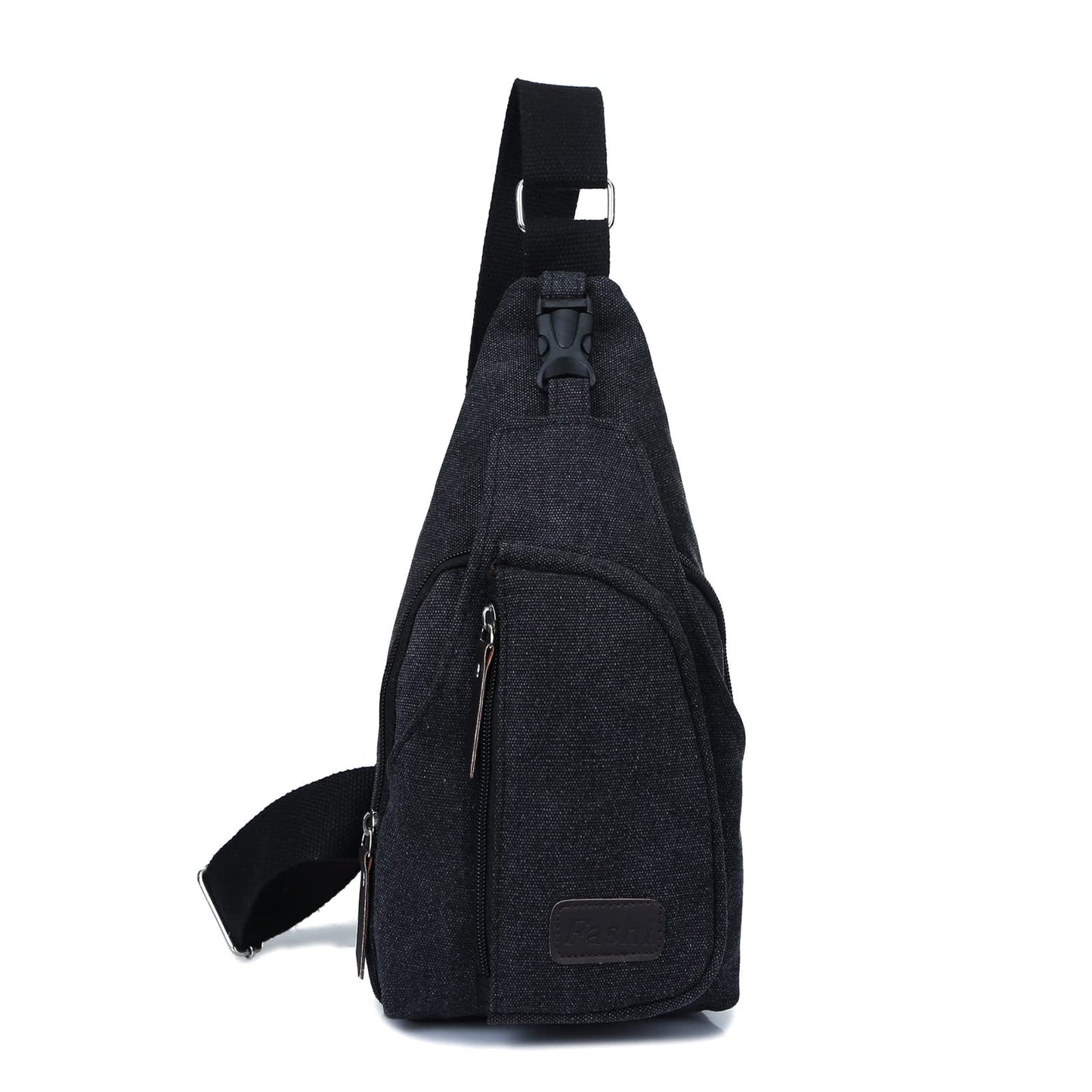 Q QICHUANG Canvas Sling Bag Small Crossbody Backpack Hiking Daypack Rucksack for Men Women Outdoor Cycling Travel