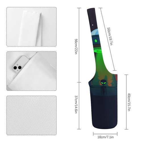Aliens Spaceship at Night Lightweight Yoga Mat Bag with Pockets Portable Canvas Carrying Shoulder Bags for Women Men