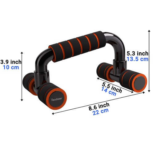 Readaeer Push Up Bars Gym Exercise Equipment Fitness 1 Pair Pushup Handles with Cushioned Foam Grip and Non-Slip Sturdy Structure Push Up Bars for Men & Women (Orange)