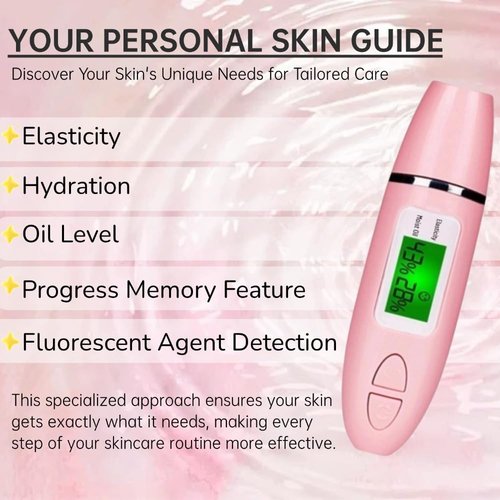 Detector For Face, Skin Hydration Tester, Skin Analyzer Machine Professional, Skin Analyzer Machine Water Oil Monitor for Skin Care, LCD Display Monitoring Meter for Home Traveling Beauty Salon