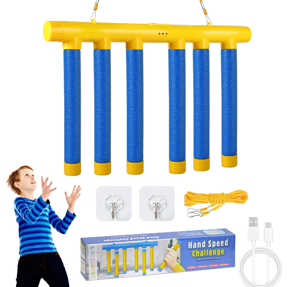 Agaommio Reflex Sticks Game, Drop Sticks Game, 3 Adjustable Speed Modes Hand-Eye Coordination Reaction Time Training Challenge Toys, Catch Falling Sticks Game for Adults & Kids
