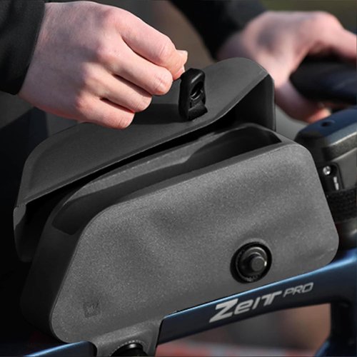 abamita Bike Frame Bag with Magnetic Flap Waterproof Top Tube Bike Bag Bike Packing Cycling Tools Storage Bag for Road MTB Bike (Black)