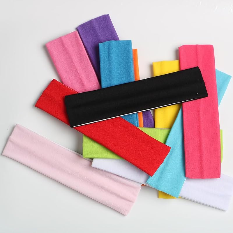 25Pcs Mixed Color Yoga Headbands - Soft Elastic Sports Sweatband for Women Men Kids