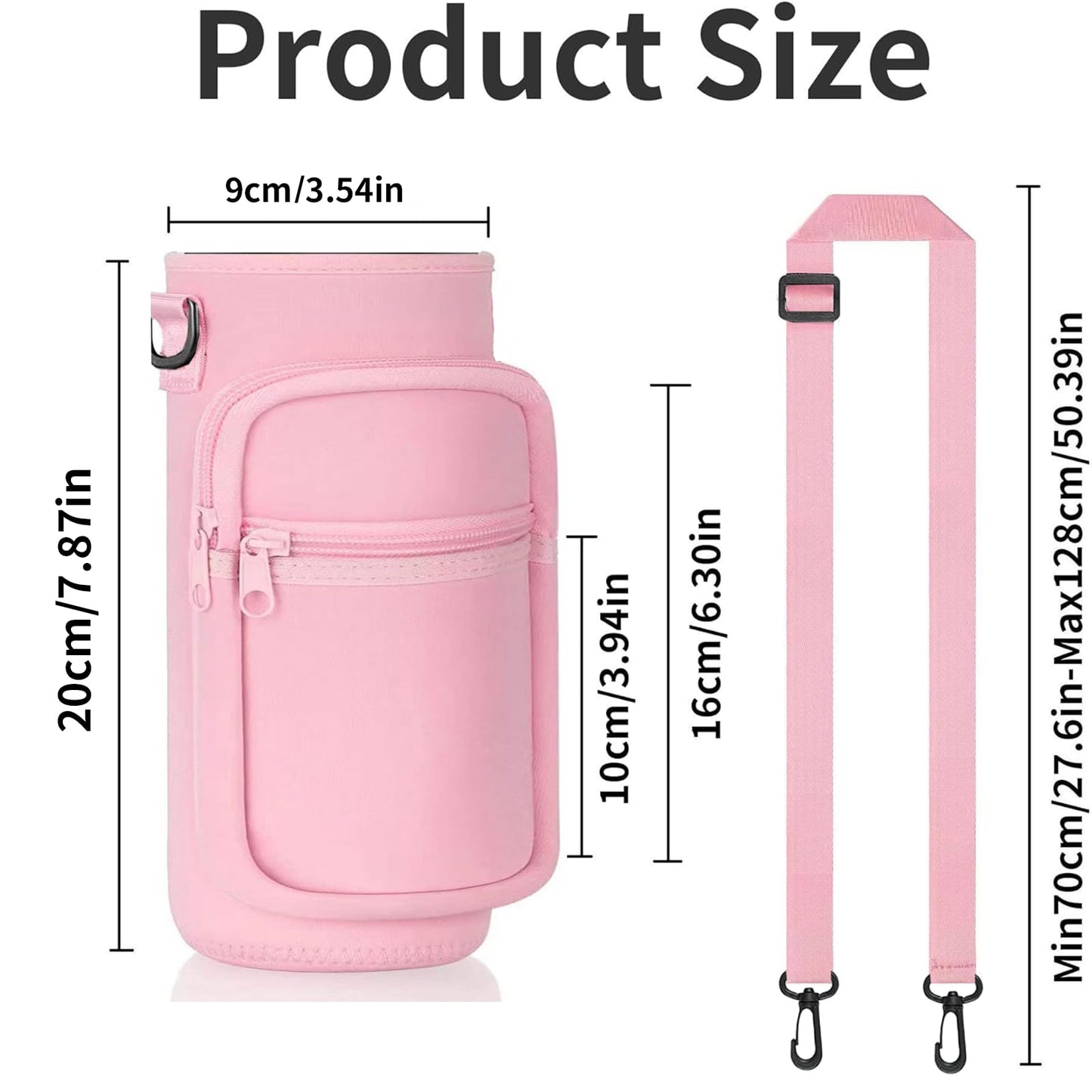 Water Bottle Holder with Strap, 32/40 oz Insulated Bottle Sling Bag Crossbody, Water Bottle Carrier Bag with Phone Pocket and Small Pocket for Walking Hiking Camping Fishing(3.34"W * 7.87"H)