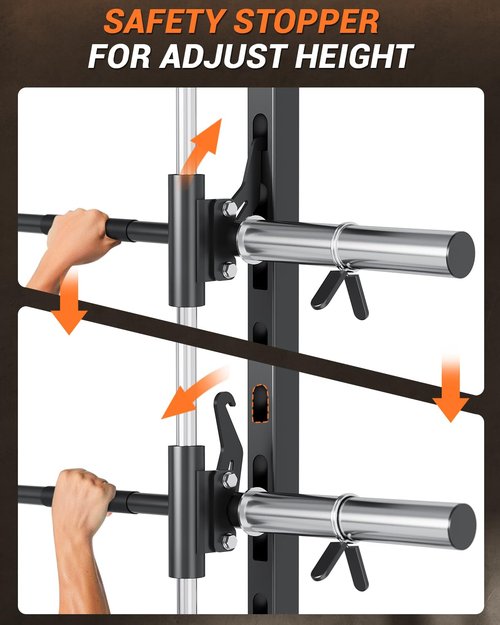 Smith Machine with LAT Pulldown Machine, Multi-Functional Power Cage with Full Body Training Attachments, Heavy Duty Squat Rack for Home Gym Strength Training
