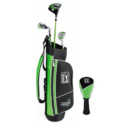 PGA TOUR G1 Series Kids Green Golf Club Set with 3 Clubs, Golf Bag & 5 Total Pieces | Golf Clubs and Sets for Heights 3'6" - 4'1" | Complete Youth Golf Clubs Ages 3-5 by Golfgen