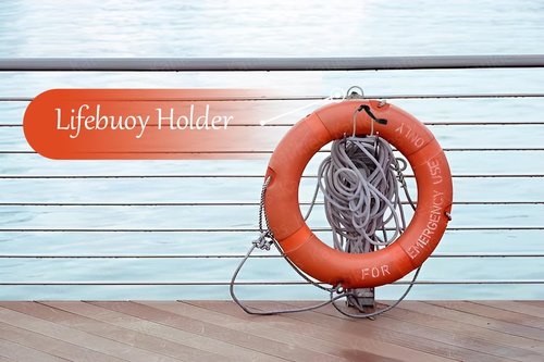 Stainless Steel Life Ring Buoys Holder and Safety Emergency Whistles Kit Horseshoe Bracket Plastic Mount Well