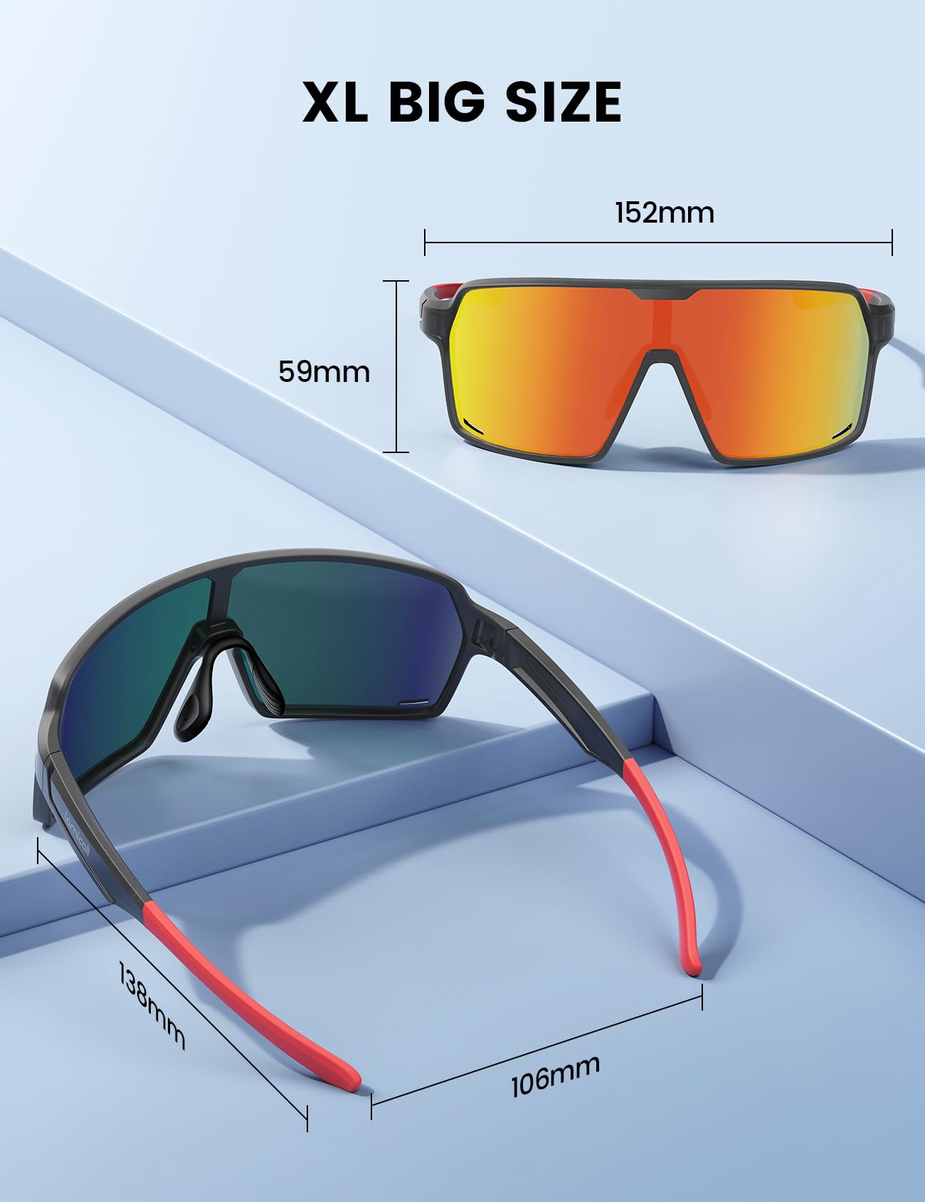 Lamicall Polarized Sports Sunglasses for Men Women, [29g Ultralight] UV400 Protection Sun Glasses for Cycling Running Baseball Fishing Golf Beach Volleyball, Full Frame, Black