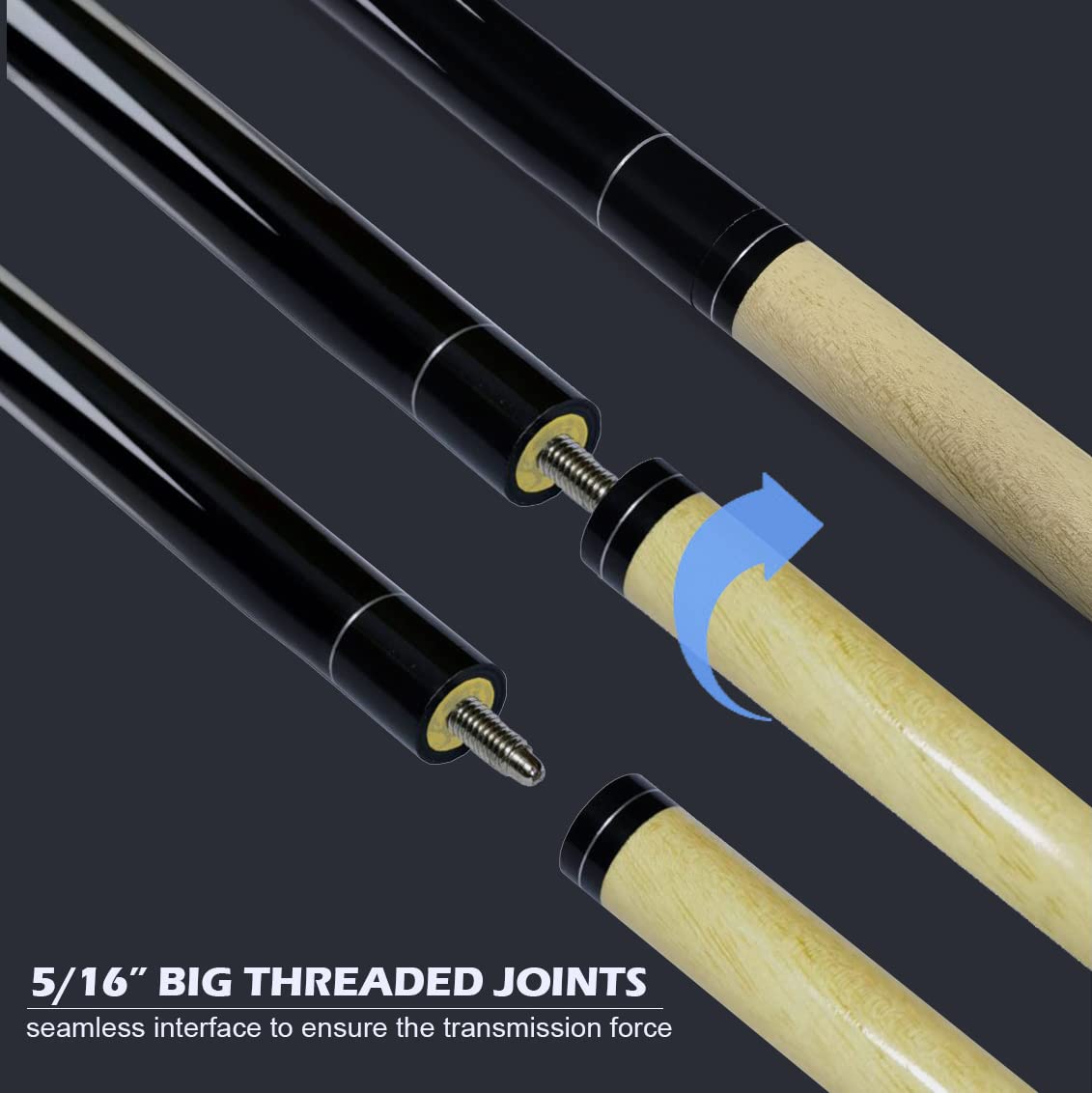 Joovon Pool Sticks Set of 4 and Pool Sticks Set of 2 with 13mm Cue Tip 58" Pool Cue with Rubber Anti-Skid Sleeve