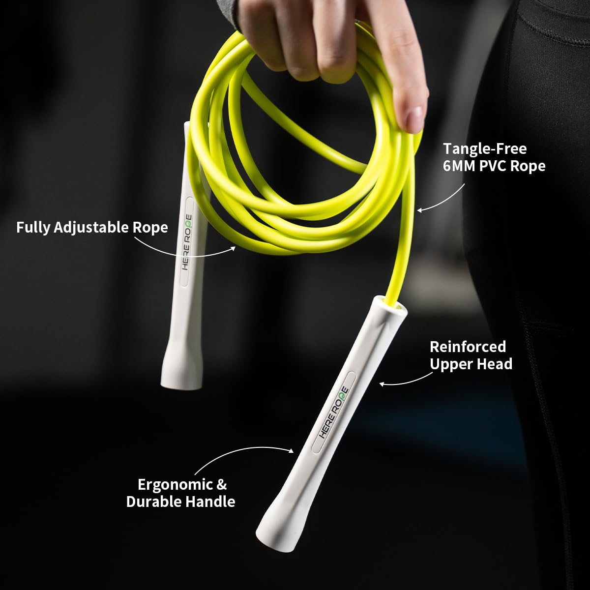 Hererope 6MM PVC Jump Rope for Men & Women Fitness, Speed, Tricks, Cardio Training, Boxing Jump Rope with Unbreakable Handles and Non-Kinking Skipping Rope, Adjustable Jumprope for Indoor Outdoor (Green/Blue)