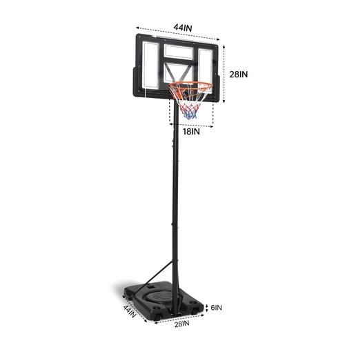 Adjustable Basketball Hoop Outdoor 10ft, 44 Inch Backboard, Portable Basketball Goal for Adults, in Backyard Driveway Indoor
