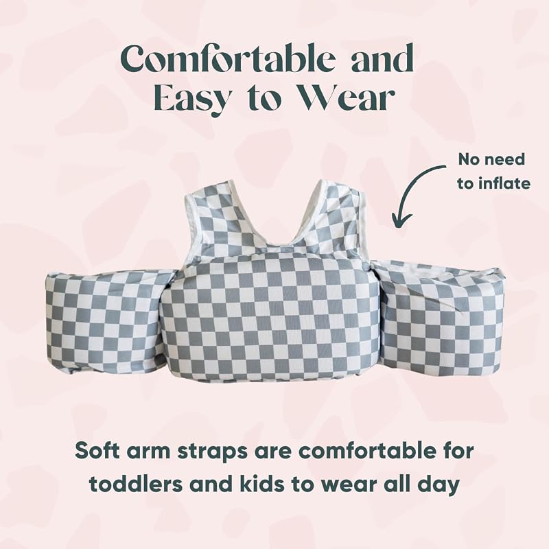 Toddler Swim Vest - Sage Checker Puddle Jumper | Adjustable, Comfortable Water Wings