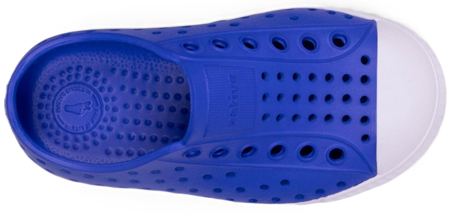 Native Shoes Unisex-Kids Jefferson Sneakers, UV Blue/Shell White, 4 Toddler