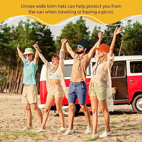 15-Pack Colorful Wide Brim Straw Cowboy Hats for Men Women Sun Protection Party
