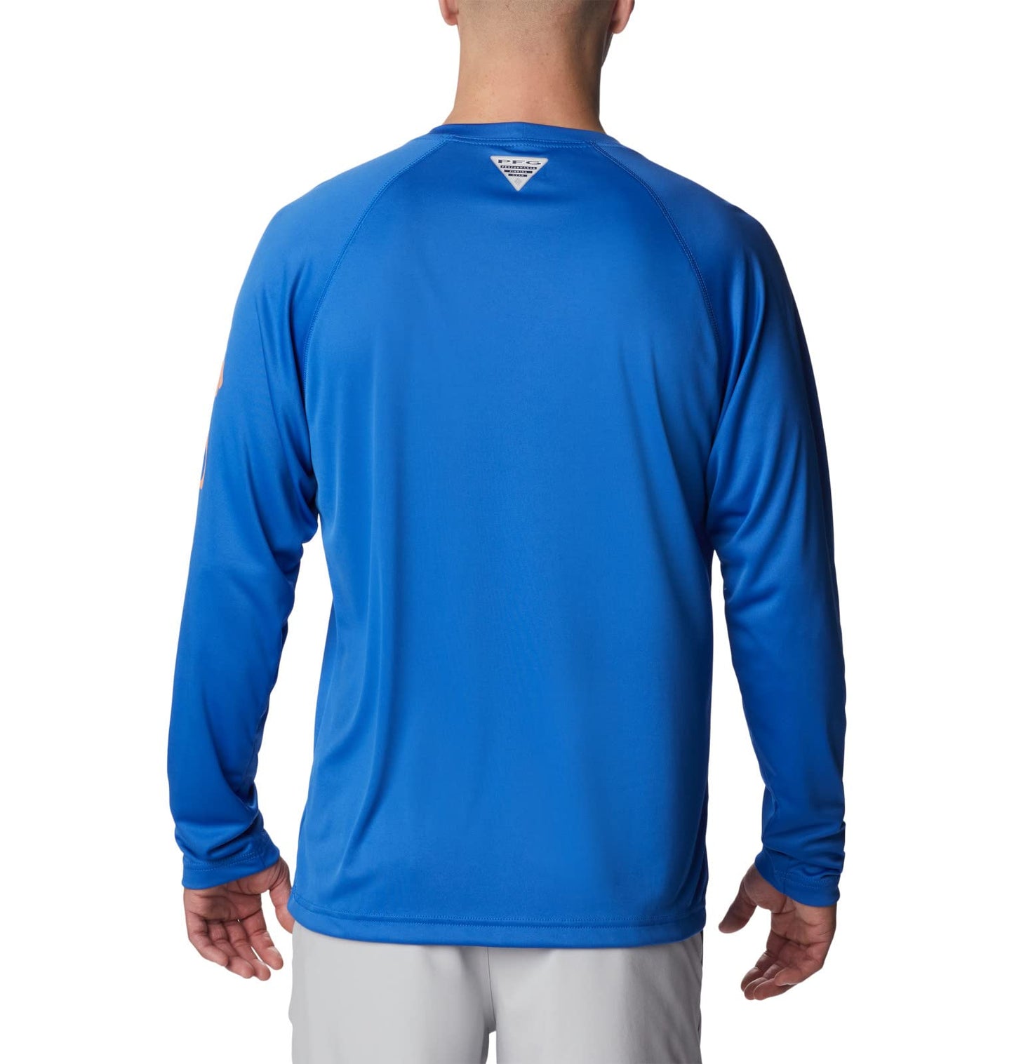 Columbia Men's Terminal Tackle Long Sleeve Fishing Shirt, Vivid Blue/Bright Nectar Logo, 5X