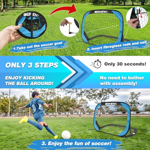 Blue 3.3x2.2 FT Indoor Soccer Goal for Kids Age 4-8, 2 Pack, Portable & Durable