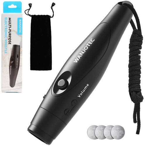 WANJOTEC Electronic Whistle for Teacher Coache, 3 Tones Adjustable 130db Loudest High Volume Handheld Emergency Electric Whistles for Referee, P.E.Outdoor Sports Whistles with Lanyard (Black)