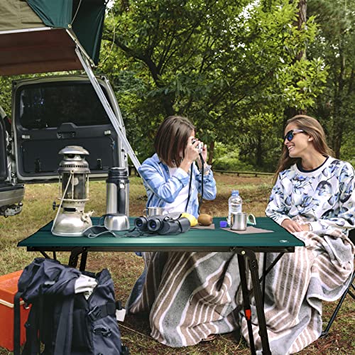 VILLEY Portable Camping Table with Adjustable Legs, Lightweight Aluminum Folding Beach Table with Carrying Bag for Outdoor Cooking, Picnic, Beach, Backyards, BBQ and Party