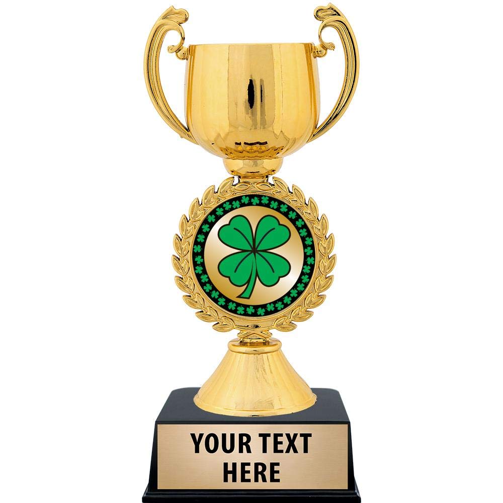 Crown Awards Personalized Clover Trophy, 7.25" Gold Cup 4 Leaf Clover Trophies with Free Custom Engraving 1 Pack Prime