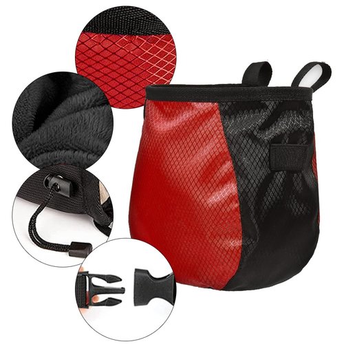 YERGOFE Climbing Chalk Bag - Adjustable Black Chalk Bag for Rock Climbing Equipment, Black