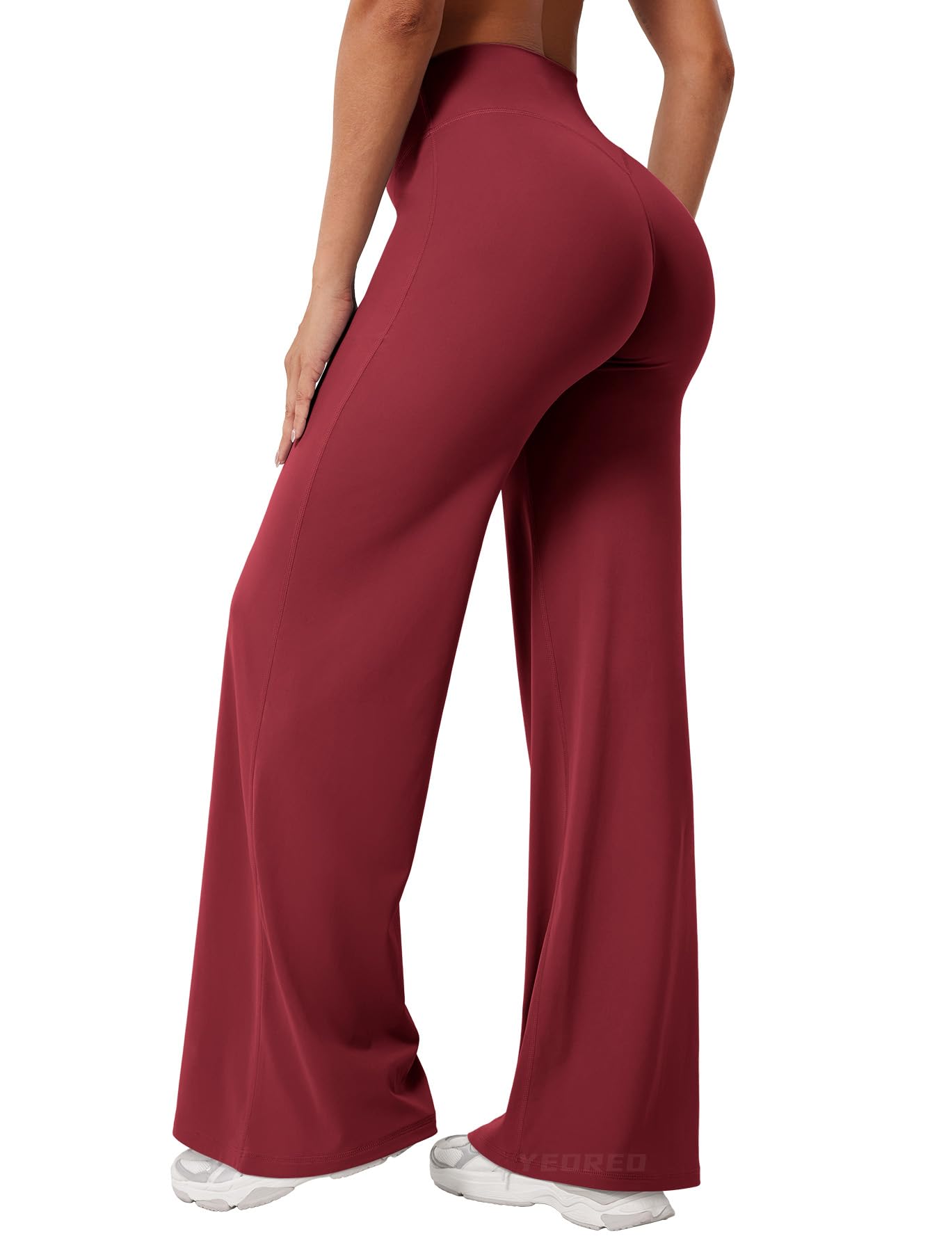 YEOREO Workout Leggings Womens No Front Seam Straight Leggings 31.5" High Waist Buttery Eddiy Gym Yoga Pants Ancora Red XL