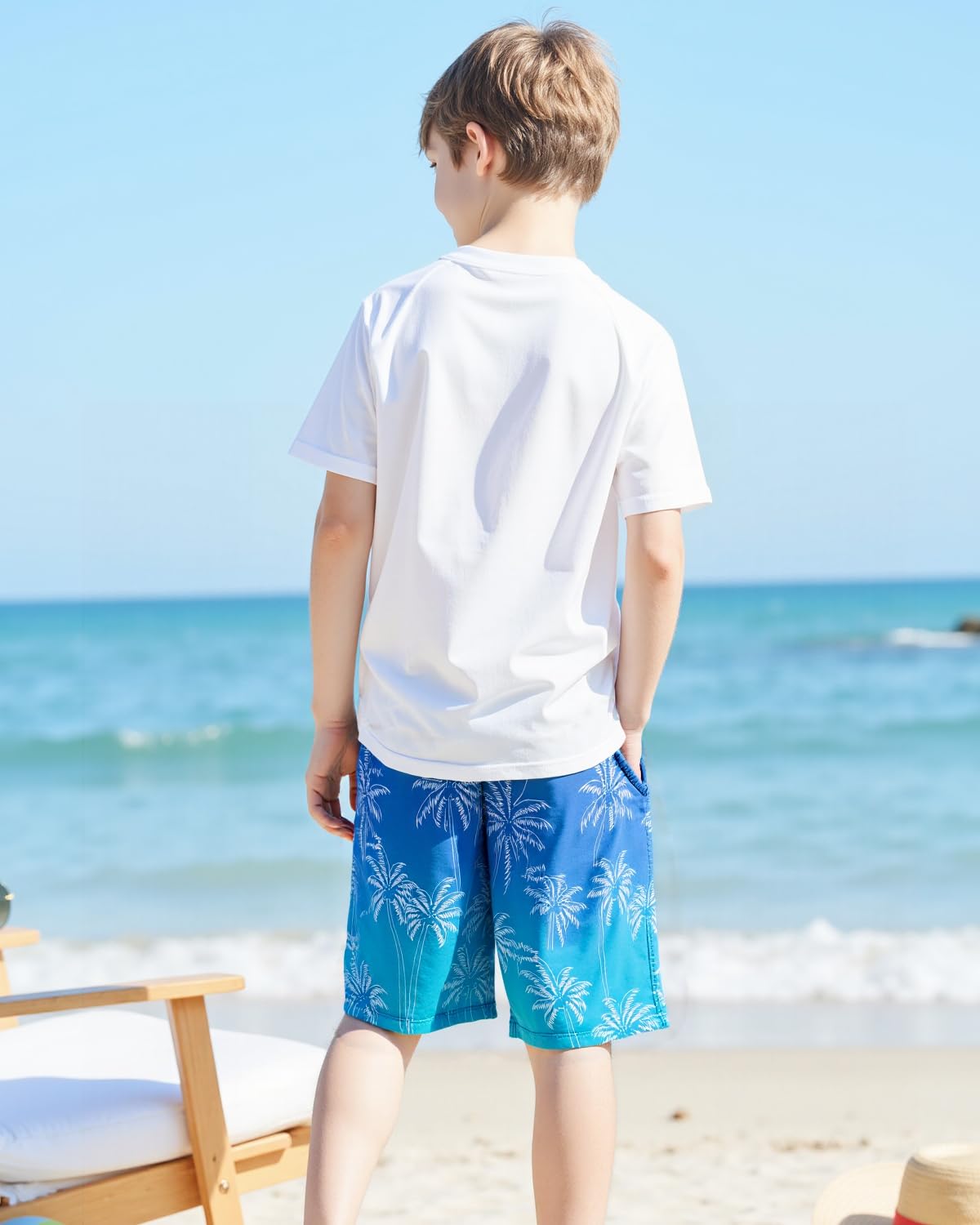 HONGTEYA Boys Swim Trunks with Compression Liner Boys Bathing Suit UPF 50+ Kids Quick Dry Swimwear Shorts 6-12 Years