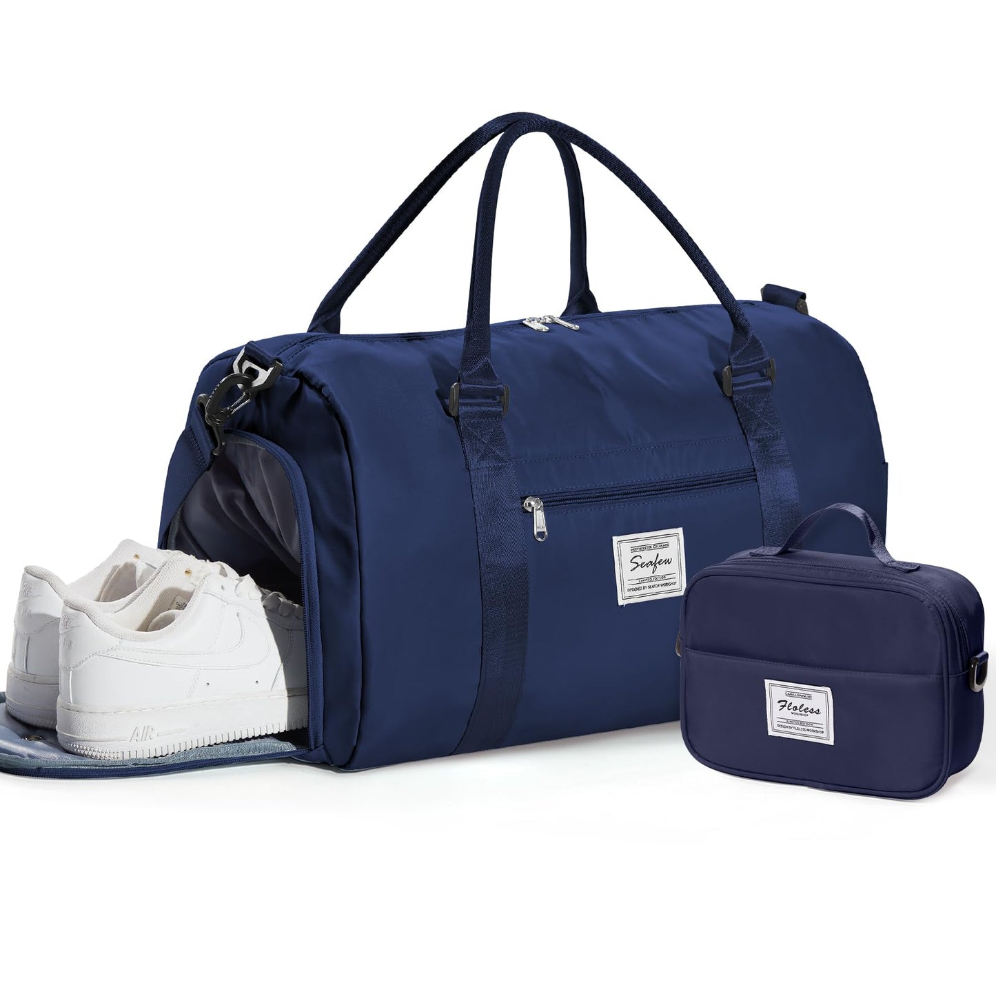Gym Bag Womens Mens with Shoes Compartment and Wet Pocket Travel Duffel Bag for Women for Plane Sport Gym Tote Bags with Toiletry Bag Waterproof Weekend Overnight Carry on Bag Hospital Holdalls