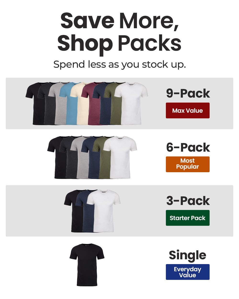 INTO THE AM Men's Plain Tees 6 Pack Multipack - Fitted Crewneck Gym Casual Workout Tshirts Shirts for Ment (Black/Charcoal/Grey/Indigo/Navy/White, X-Large)