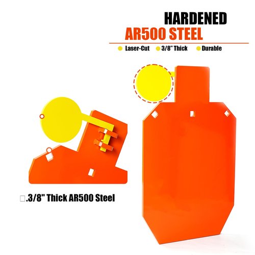BlancoHabil AR500 Steel Targets for Shooting, Hostage Reactive Steel Shooting Target 3/8" Thick with 3-in-1 Steel Targets Stand