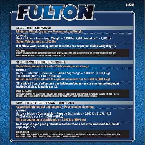 Fulton 142305 Boat Trailer Winch with 20 Foot Winch Strap with Hook, 1,800 lbs. Capacity, Single-Speed Hand Crank Winch, Solid Drum Gear System