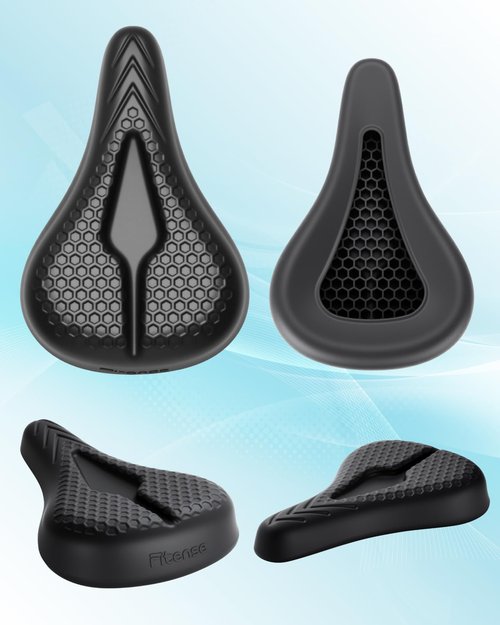 Fitense Bike Seat Cushion High-Resilient, Gel Padded Bike Seat Cover for Men & Women, Breathable & Hollow Design Comfort Bike Saddle for Cycling, Mountain Bikes,Road Bikes, Exercise Bikes