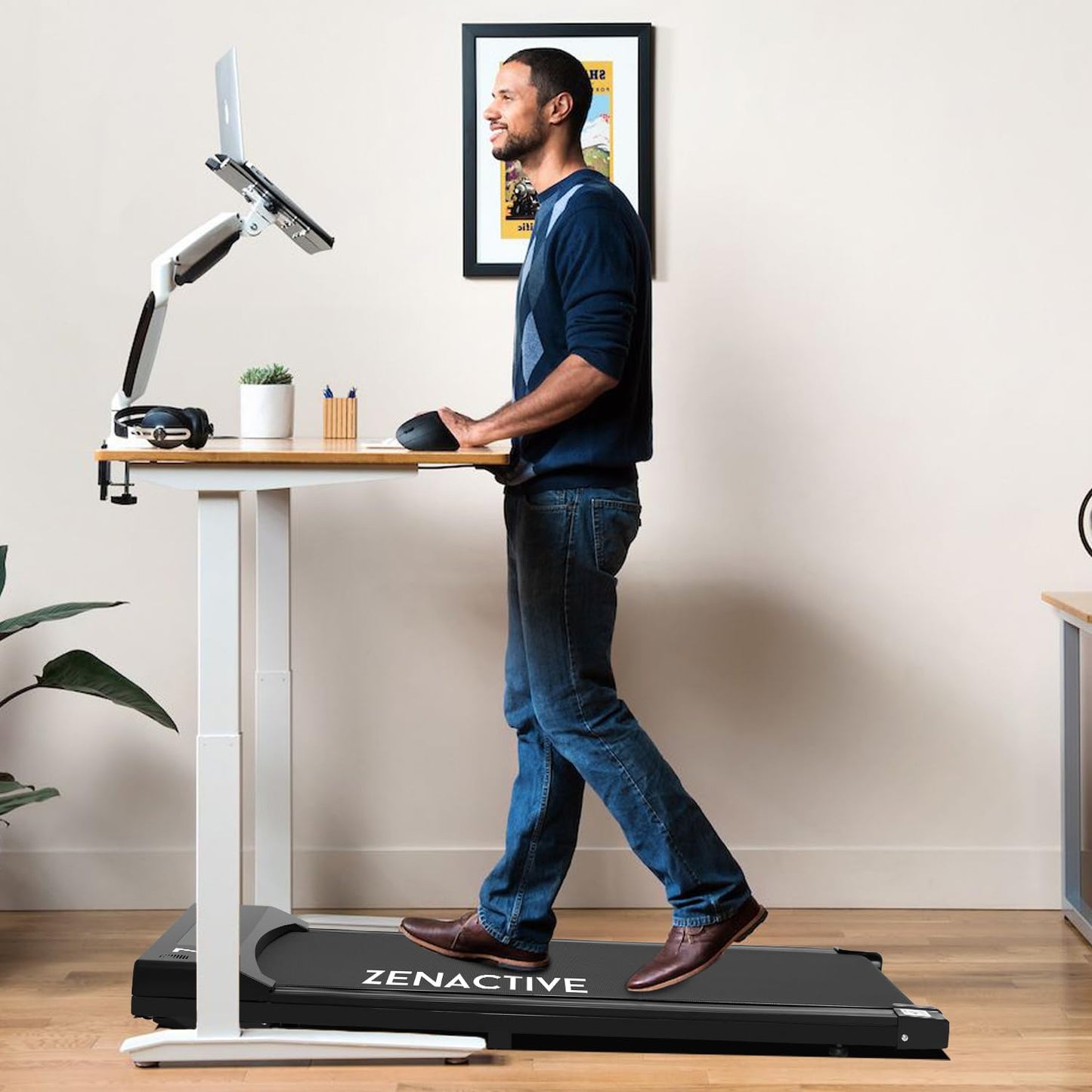 TOUSAINS Walking Pad Under Desk Treadmill, Ultra Slim Portable Walking Machine for Home Office, Installation-Free Mini Treadmill with Remote Control & LED Display, Quiet Walkingpad for Small Space